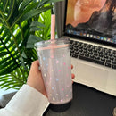 Axyaa Pink Straw Cover Water Bottle: BPA-Free Tritan Cup for Girls, Heat-Resistant Drinking Cup