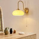 Axyaa Glass LED Wall Sconce, Pull Chain Switch Nordic Copper Light Fixture