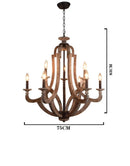 Axyaa 9-Light Wood Farmhouse Chandelier: Rustic Ceiling Hanging Lamp for Dining Room