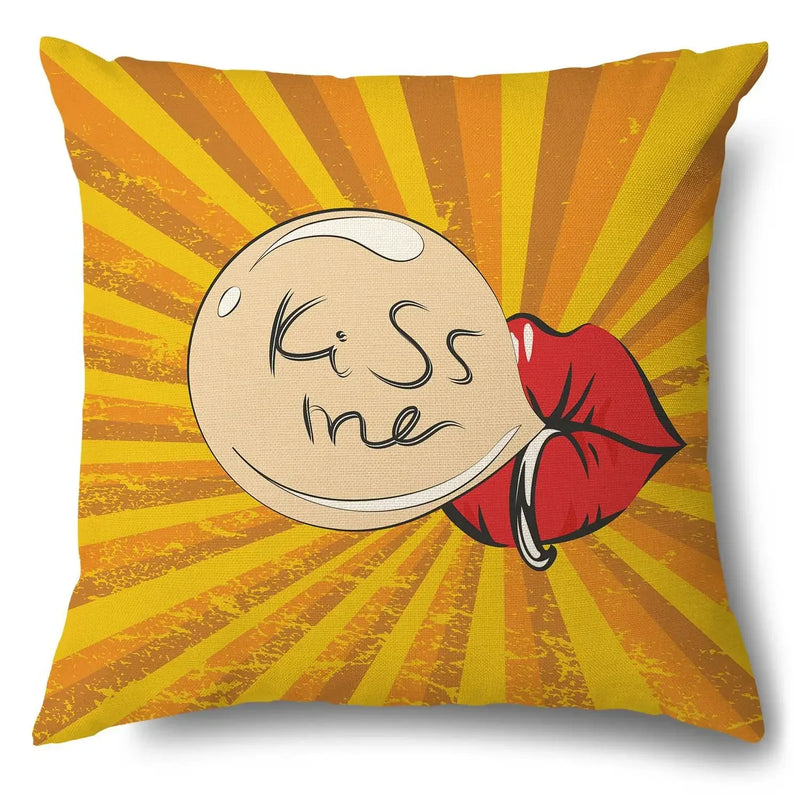 Axyaa Soft Plush POP Comic Portrait Cushion Cover - Home Decor Pillowcase