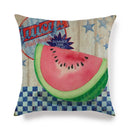 Axyaa Watermelon Pineapple Banana Printed Linen Cushion Cover for Sofa Couch 45X45CM