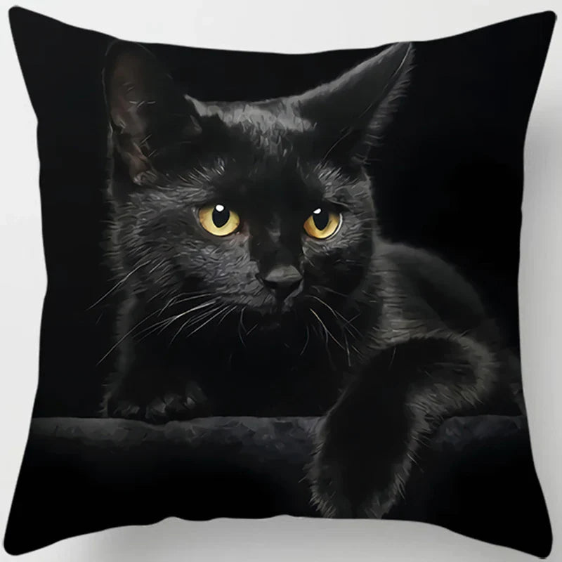 Axyaa  Black Cat Pillowcase  Decorative Square Cushion Cover 45*45cm