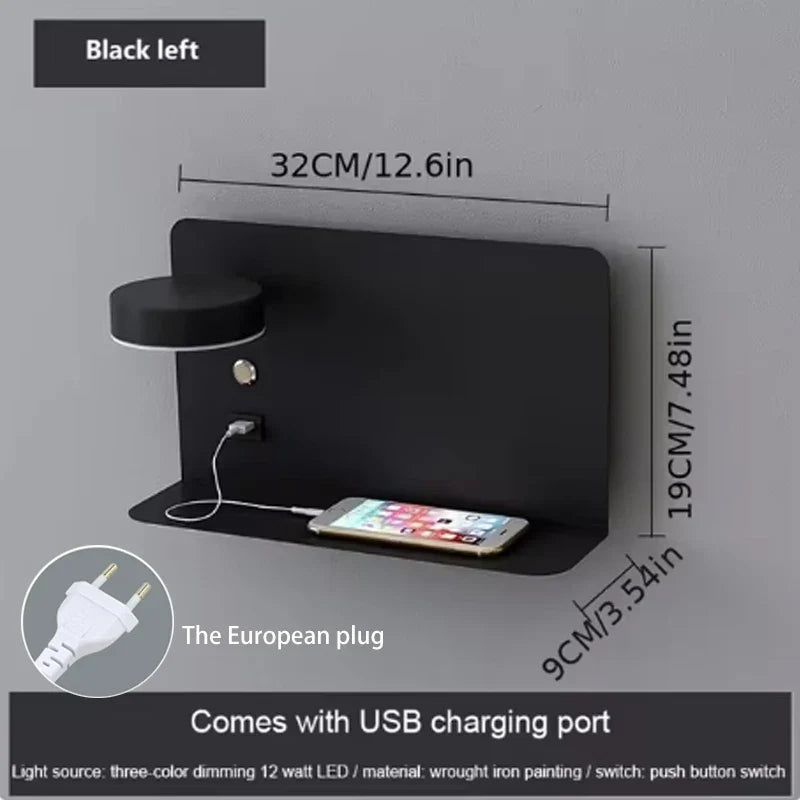 Axyaa Rotatable Button Switch Wall Lamp with USB Charging, Modern Minimalist Design