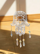 Axyaa Evil Eye Hamsa Hand Angel Wing Crystal Sun Catcher Garden Home Decor