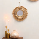 Axyaa Hand Woven Round Wall Mirror for Home Decor