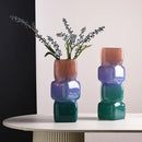 Axyaa Gradient Color Glass Vase Flower Pot Hydroponics Terrarium Home Decoration