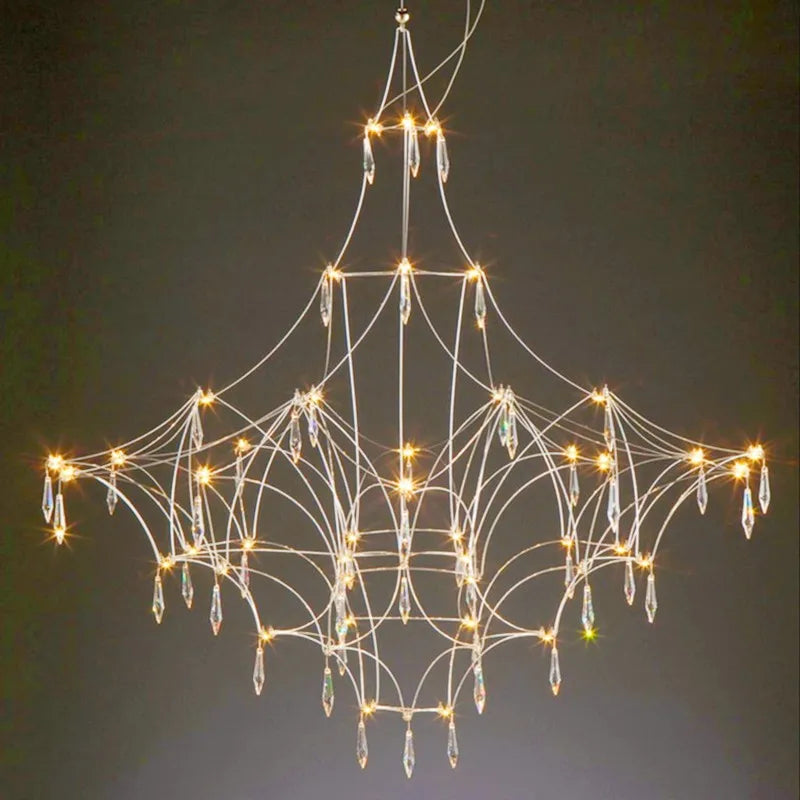 Axyaa Golden Lustre Crystal Chandeliers - Luxe LED Lighting for Home Décor
