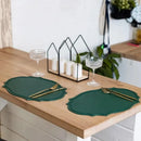 Axyaa Oval Green Faux Leather Placemats - Set of 2