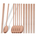 Axyaa 12Pcs Luxury Korean Stainless Steel Tableware Set