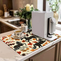 Axyaa Watercolor Flower Branches Maple Drying Mat for Kitchen Counter Drain Mats