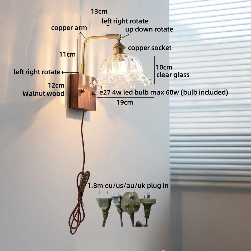Axyaa Clear Glass LED Wall Light Fixture for Modern Nordic Design