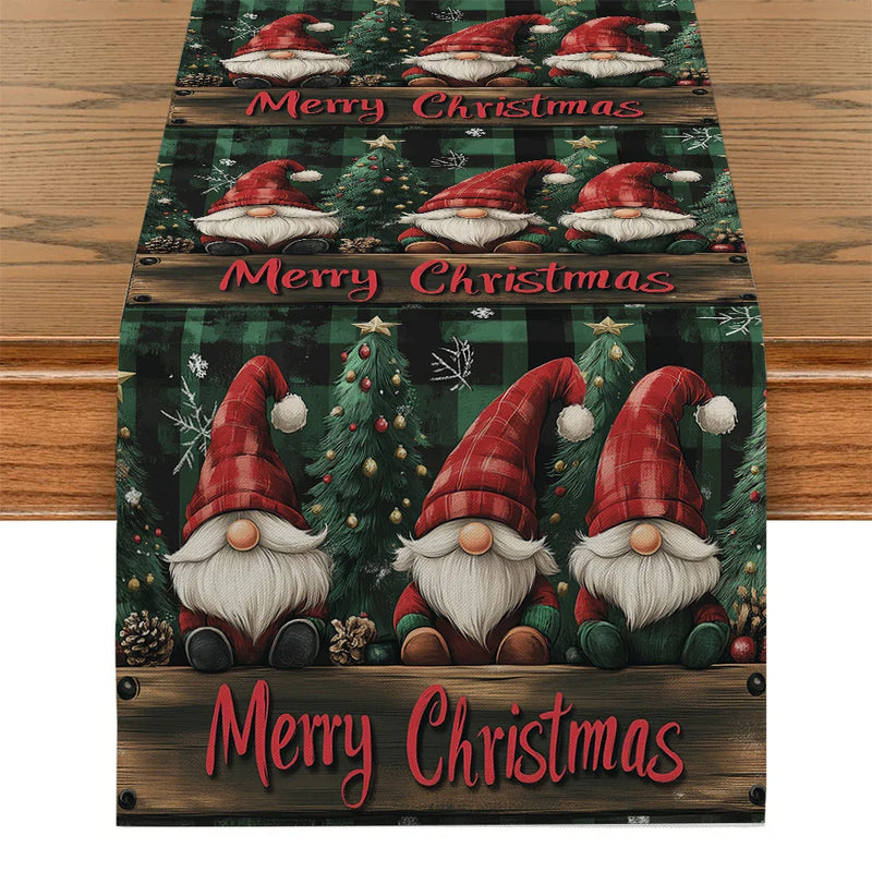 Axyaa Christmas Dwarf Tree Table Runner for Kitchen Dining Party Decor