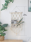 Axyaa Macrame Floating Wall Shelf for Modern Home Decor