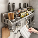 Axyaa Kitchen Storage Rack: Waterproof, Multifunctional, Wall-Mounted Seasoning & Knife Holder