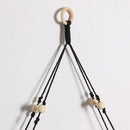 Axyaa Hanging Wall Shelves Black Wooden Shelf Candle Holder Macrame Storage Boho Home Decor