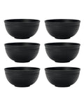 Axyaa Black Grain Bowl Set - Reusable Plastic Dinner Bowls for Food, Dessert, and Camping