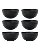 Axyaa Black Grain Bowl Set - Reusable Plastic Dinner Bowls for Food, Dessert, and Camping