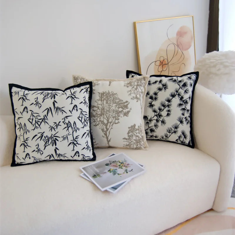 Axyaa Velvet Pillowcase: Chinese Ancient Style Retro Sofa Decor Cushion Cover