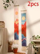 Axyaa Mountain Sunrise Sunset Macrame Tapestry Wall Hanging Boho Room Decor