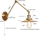Axyaa Vintage Industrial Style Wall Sconce Lamp, Long Arm Adjustable LED, Pull Chain Switch