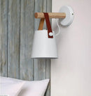 Nordic Wooden Wall Lights Bedside Lamp Modern Sconce for Bedroom with White Lampshade, Axyaa Brand