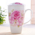 Axyaa Bone  Tumblers with Lid, Cute Floral Big Coffee Cups, Perfect Gift Mug