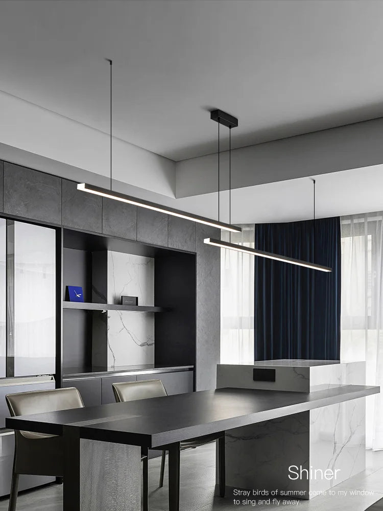 Axyaa Nordic Minimalist Style Brushed Aluminum Chandelier for Dining Table Island