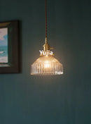 Axyaa Vintage Clear Glass Brass Pendant Light for Kitchen Dining Bedroom