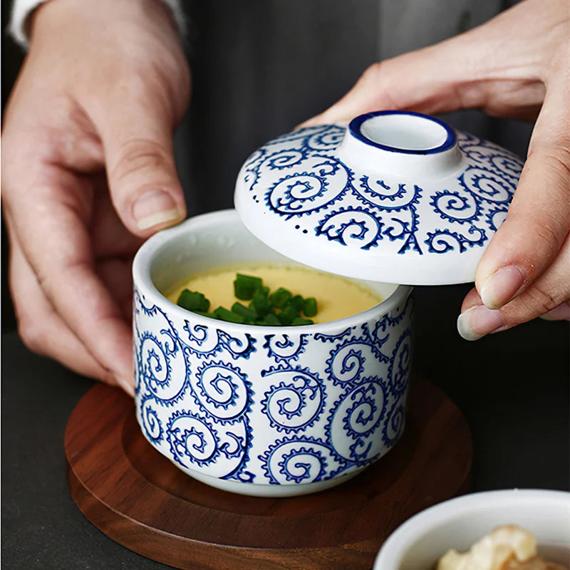 Axya Ceramic Bird's Nest Egg Cup Stew Pot Japanese Dessert Soup Bowl Tableware