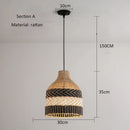 Axyaa Retro Rattan Round LED Ceiling Chandelier for Home Decoration
