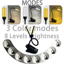 Axyaa Clip-On Book Light: 3 Colors, 8 Brightness, USB Rechargeable, Portable LED Reading Lamp