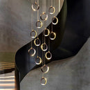 Axyaa Crystal Chandelier Stair Pendant Living Room Lighting Modern Interior Pendant Lights