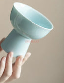 High Footed Ceramic Plate for Chinese Afternoon Tea Desserts by Axyaa