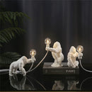Axya Mini Gorilla Table Lamp: Black White Golden Monkey Desk Light