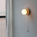 Axyaa Nordic LED Walnut Wood Glass Ball Wall Sconce, Pull Chain Switch, Modern Design