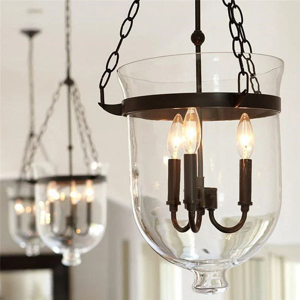 Axyaa Retro Glass Bucket Pendant Light in Black/Rust for Dining Room Foyer, LED E14 ItemType Lighting Fixture