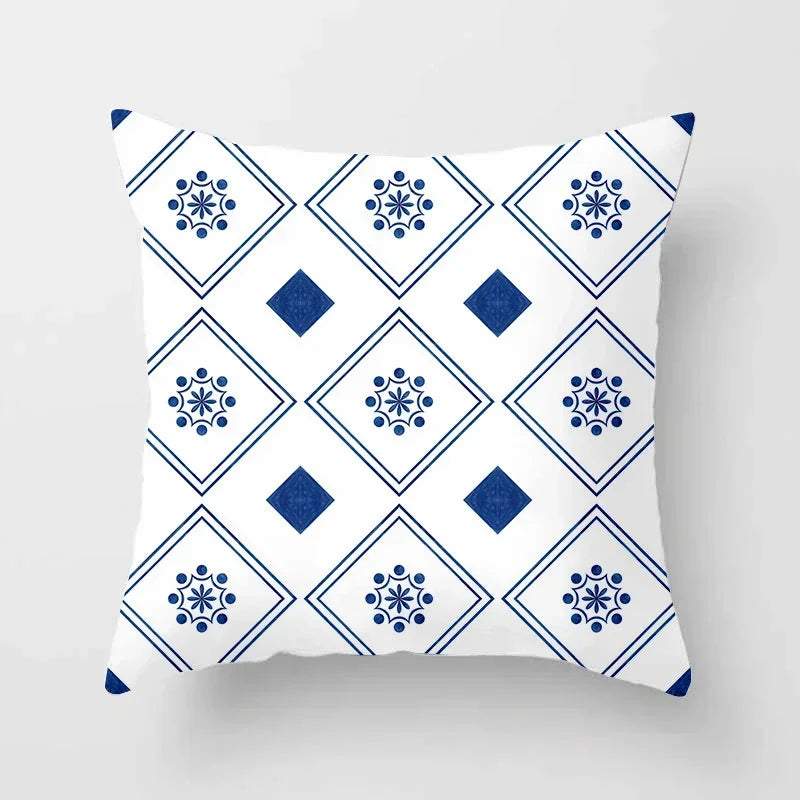 Blue Pattern Cushion Cover 45*45cm Pillowcase for Bedroom Sofa Home Decor by Axyaa