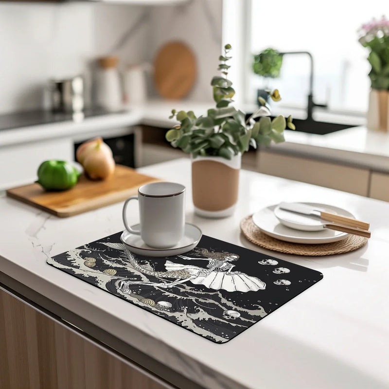 Axyaa Halloween Kitchen Draining Mat, Absorbent & Quick Dry for Coffee & Dishes