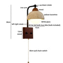 Axyaa LED Wall Lights Yellow Travertine White Glass Wood Wabi Sabi Bedside Lamp