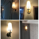 Axyaa Retro Copper Wall Light with Fabric Shade for Luxury Living Room