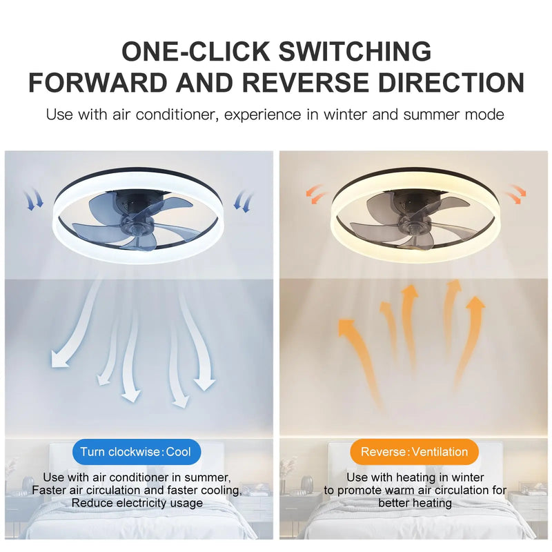 Axyaa Acrylic Ceiling Fan Light Remote Control 6-speed Living Room Fan Lamp