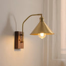 Axyaa Nordic Copper LED Wall Sconce with Adjustable Switch, Walnut Bedside Lamp