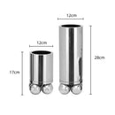 Axyaa Silver Cylinder Vase | Geometric Sphere Flower Arrangement Holder