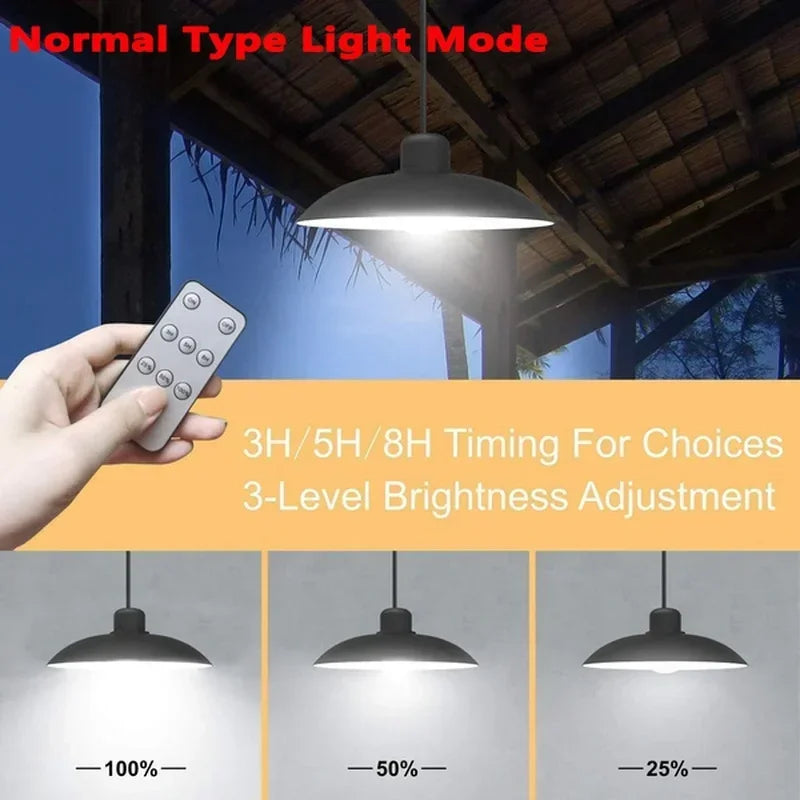 Axyaa Solar Outdoor Chandelier, Waterproof LED Pendant Light with Remote Control