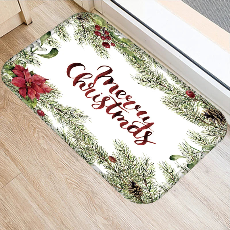 Axyaa Christmas New Year Home Decor Entrance Door Mat Non-Slip Living Room Hallway Carpet