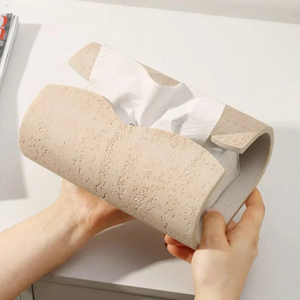 Axya Pure Stone Tissue Box, Modern Living Room Decor, Creative Desktop Ornament