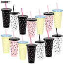 Axyaa Bow Design Reusable Plastic Water Cup with Straw Lid - Portable Drinkware Mug