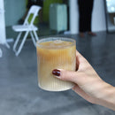 Axyaa Ribbed Vertical Striped Glass Tumbler Cup, 300ml Heat Resistant for Various Drinks