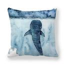 Axyaa Ocean Blue Whale Throw Pillow Cover, 45x45CM, Sea Fish Decor Pillows