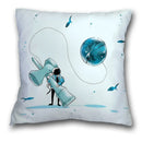 Axyaa Spaceman Astronaut Ocean Blue Pillow Cover for Home D��cor